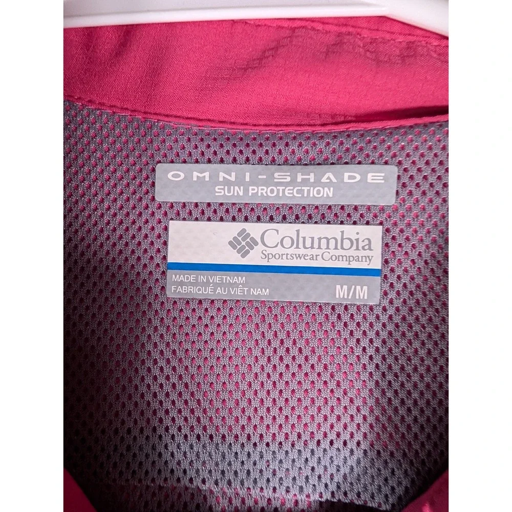 Columbia Womens M Pink Omni-Shade Sleeveless Button Up Sun Protection Hiking Top - Picture 3 of 10